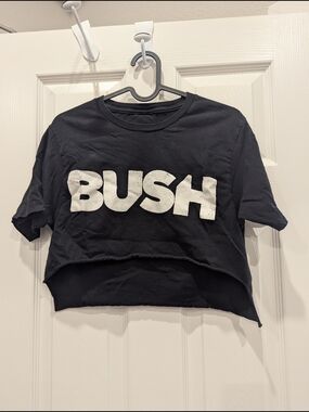 Black 'BUSH' Cropped Graphic Tee